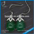 925 sterling silver earrings with green glass jade stone